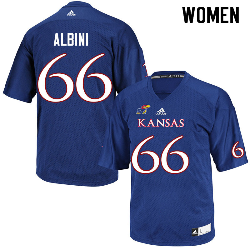 Women #66 Geno Albini Kansas Jayhawks College Football Jerseys Sale-Royal - Click Image to Close